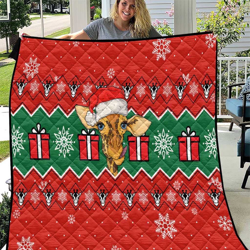 Lovely Giraffe Christmas Quilt Xmas Holiday Patterns - Wonder Print Shop