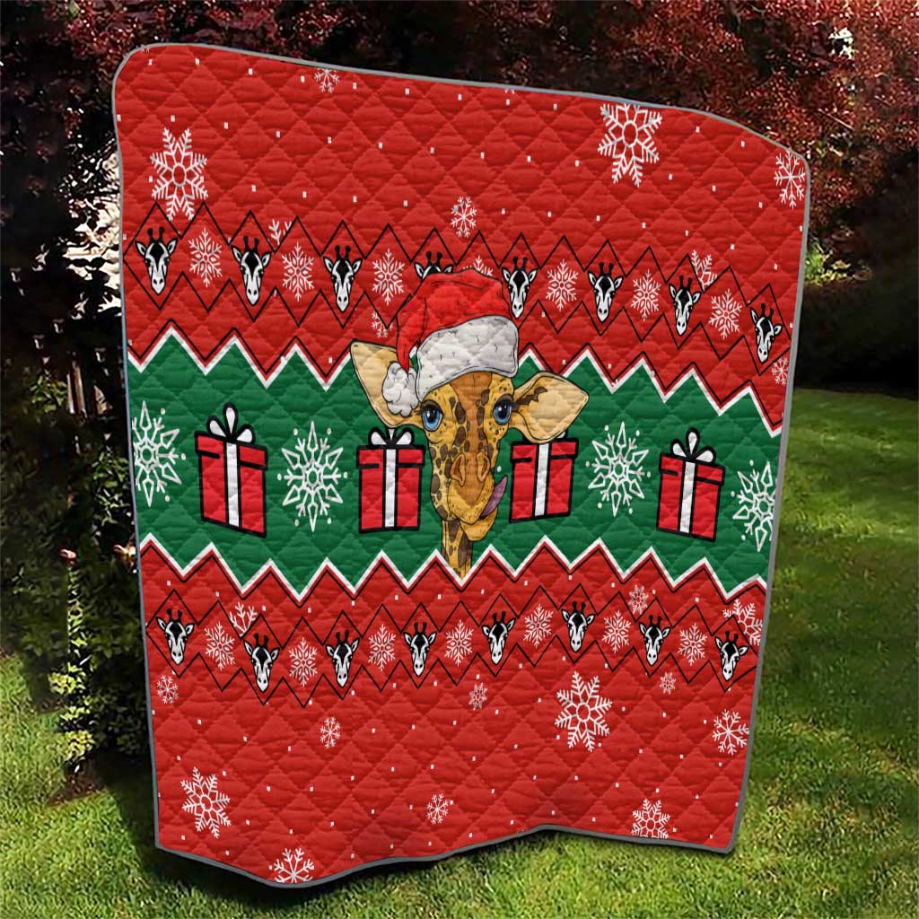 Lovely Giraffe Christmas Quilt Xmas Holiday Patterns - Wonder Print Shop