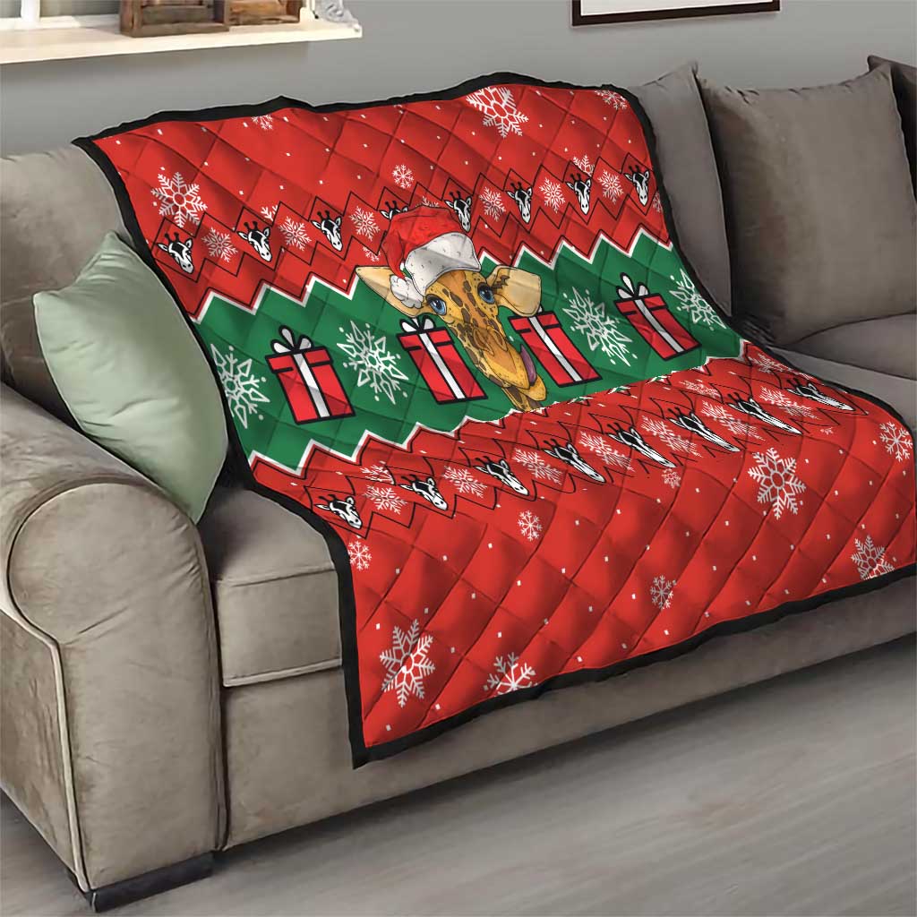 Lovely Giraffe Christmas Quilt Xmas Holiday Patterns - Wonder Print Shop