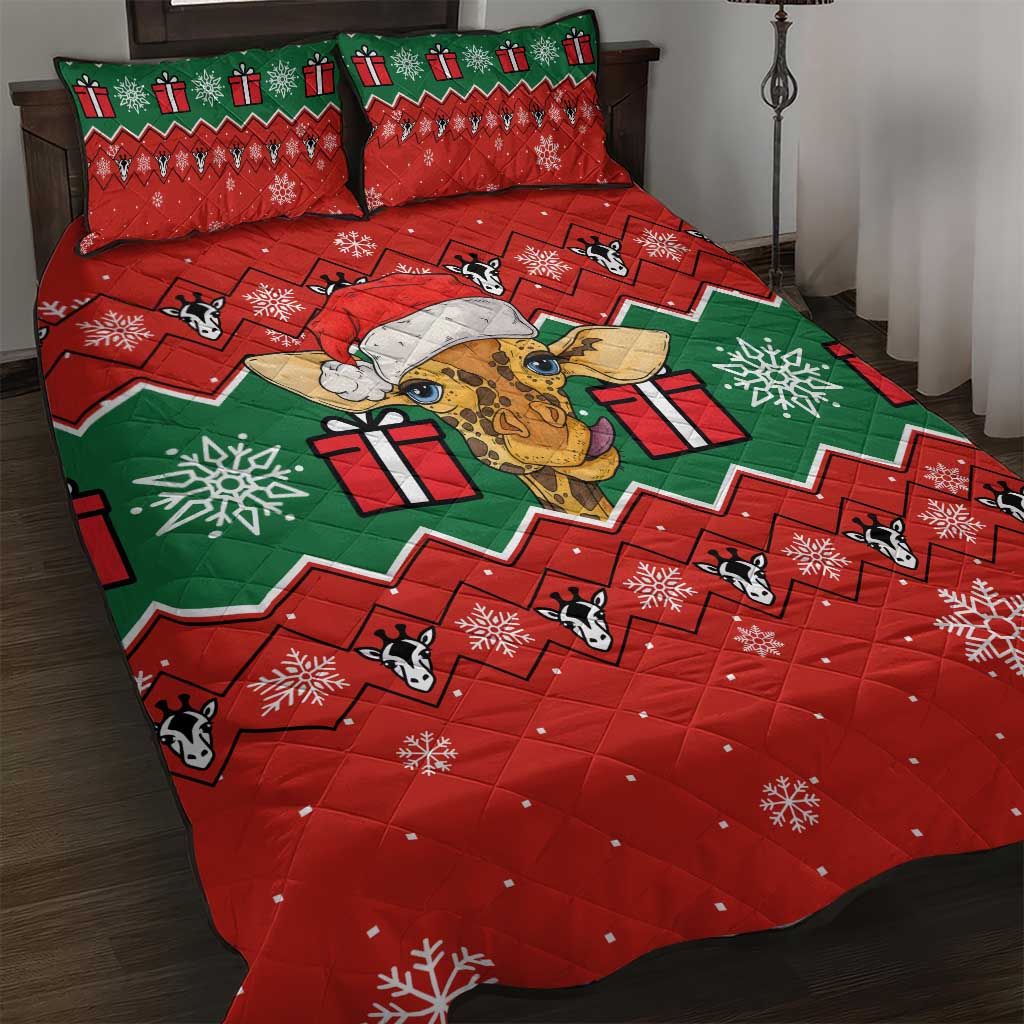 Lovely Giraffe Christmas Quilt Bed Set Xmas Holiday Patterns - Wonder Print Shop