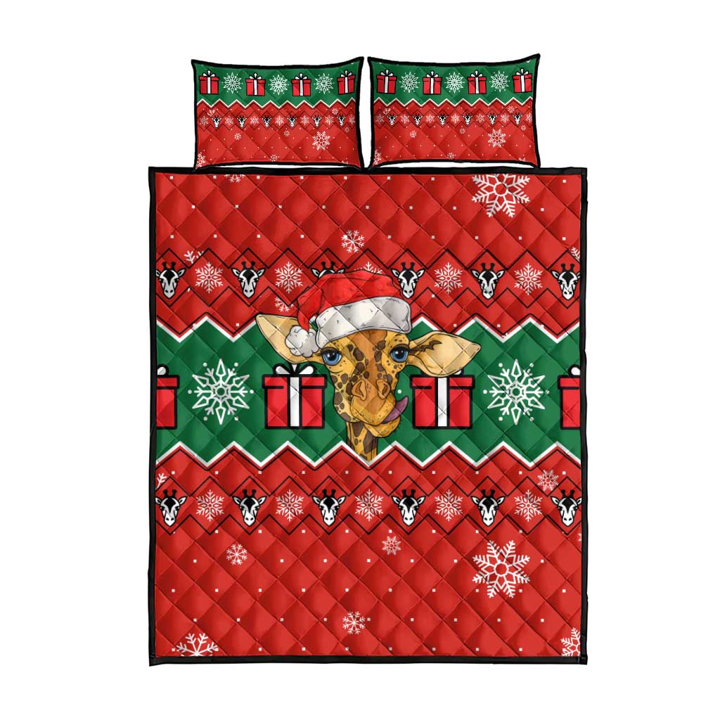 Lovely Giraffe Christmas Quilt Bed Set Xmas Holiday Patterns - Wonder Print Shop