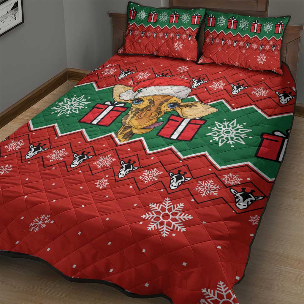 Lovely Giraffe Christmas Quilt Bed Set Xmas Holiday Patterns - Wonder Print Shop
