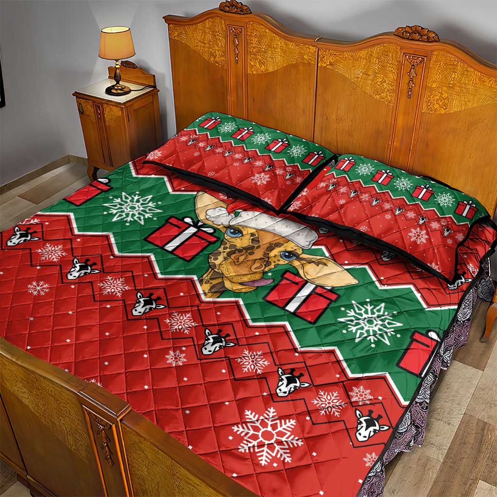 Lovely Giraffe Christmas Quilt Bed Set Xmas Holiday Patterns - Wonder Print Shop
