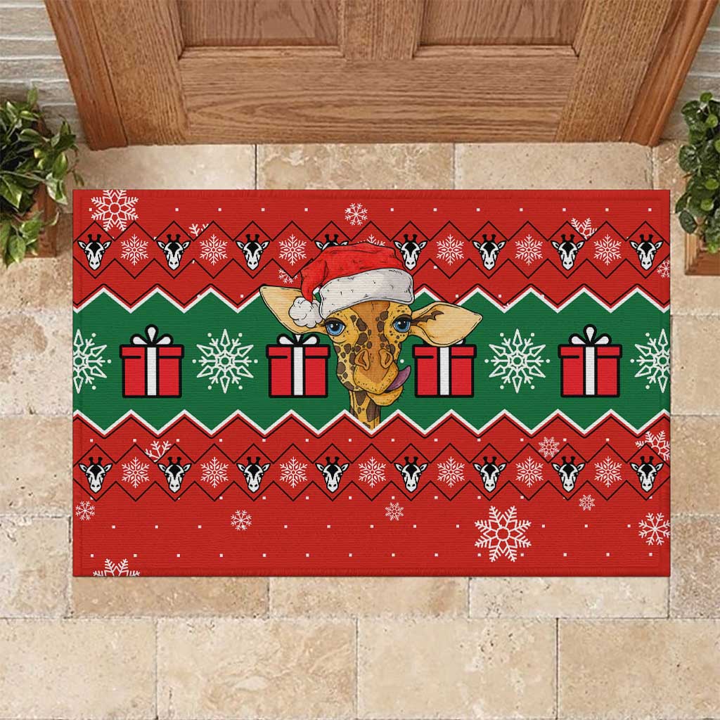 Lovely Giraffe Christmas Rubber Doormat Xmas Holiday Patterns - Wonder Print Shop