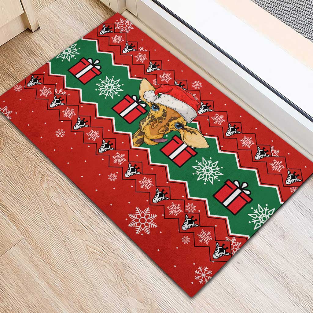 Lovely Giraffe Christmas Rubber Doormat Xmas Holiday Patterns - Wonder Print Shop