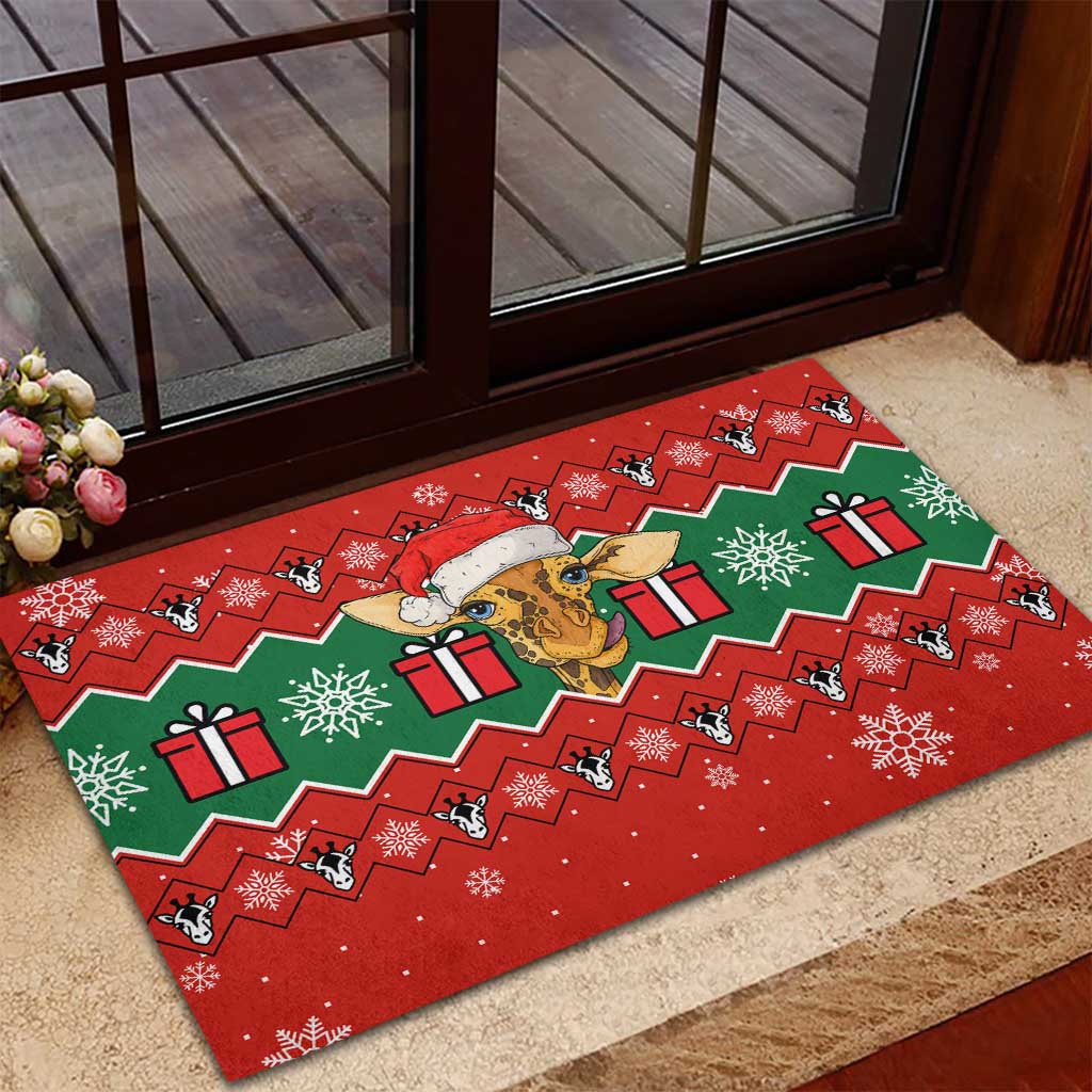 Lovely Giraffe Christmas Rubber Doormat Xmas Holiday Patterns - Wonder Print Shop