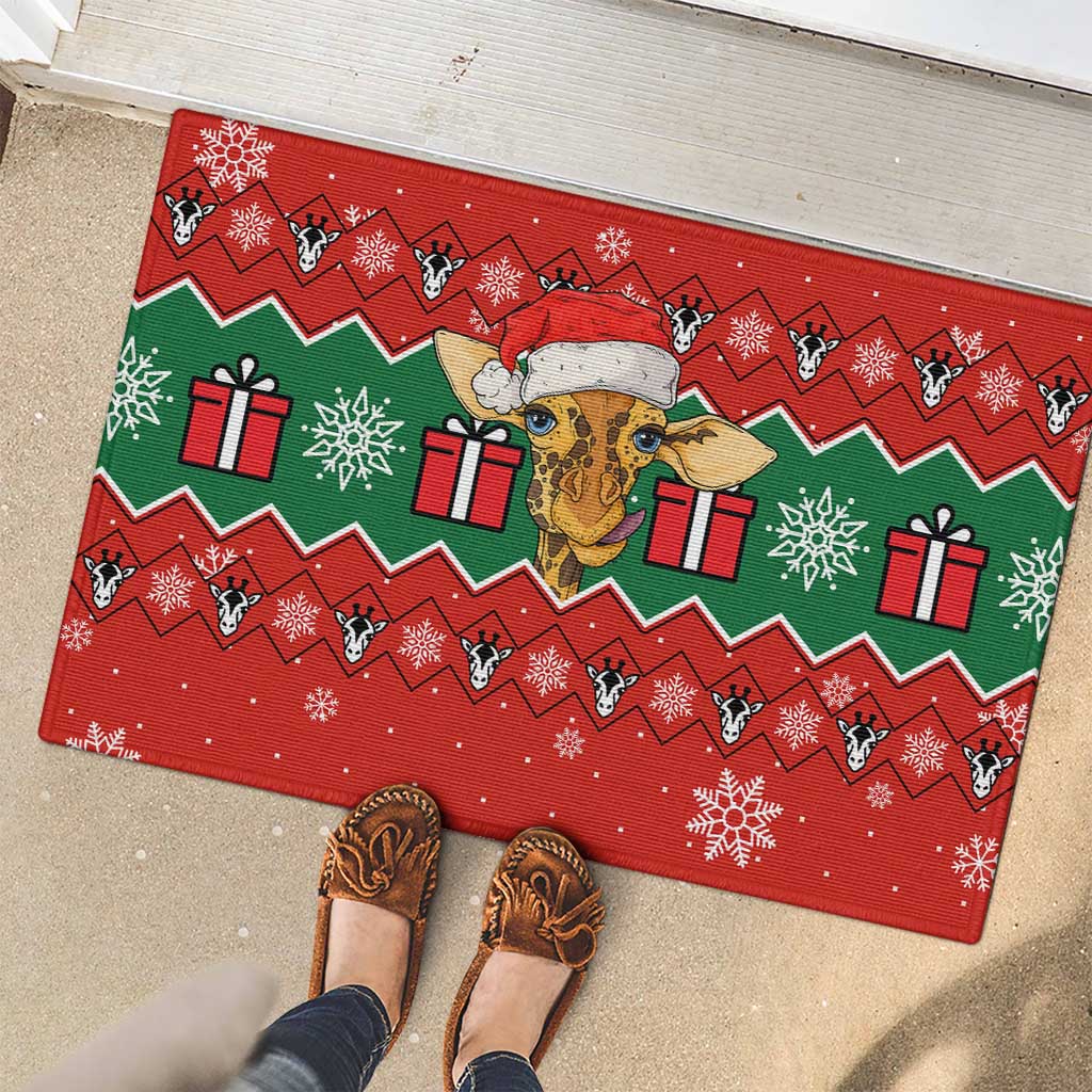 Lovely Giraffe Christmas Rubber Doormat Xmas Holiday Patterns - Wonder Print Shop