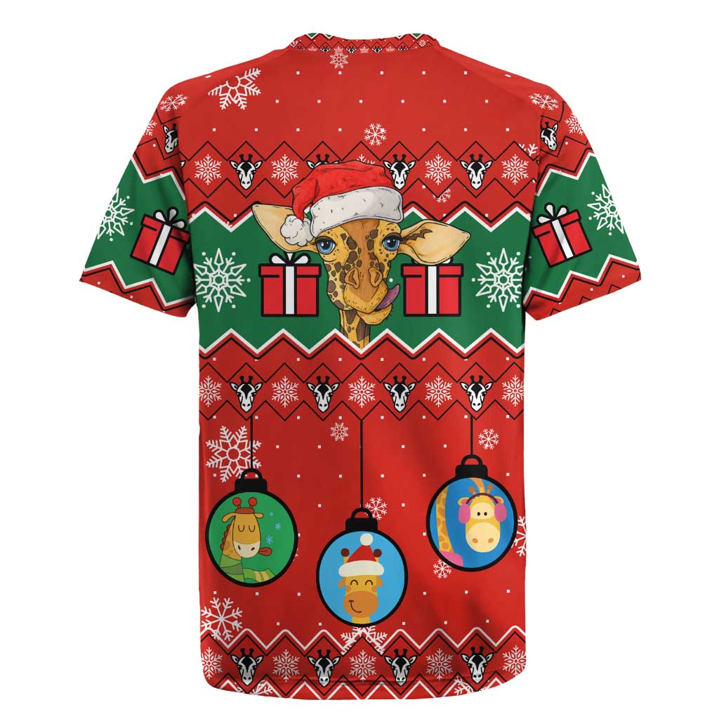 Lovely Giraffe Christmas Rugby Jersey Xmas Holiday Patterns - Wonder Print Shop