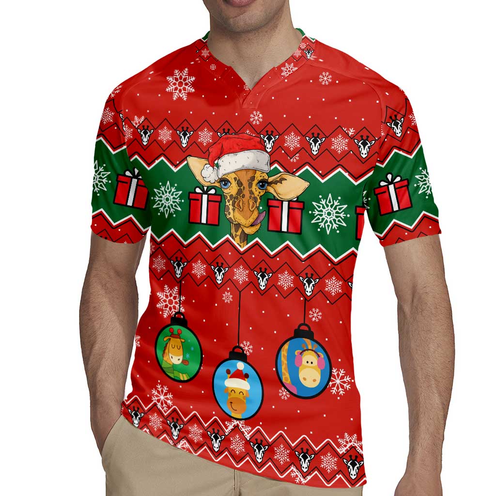 Lovely Giraffe Christmas Rugby Jersey Xmas Holiday Patterns - Wonder Print Shop