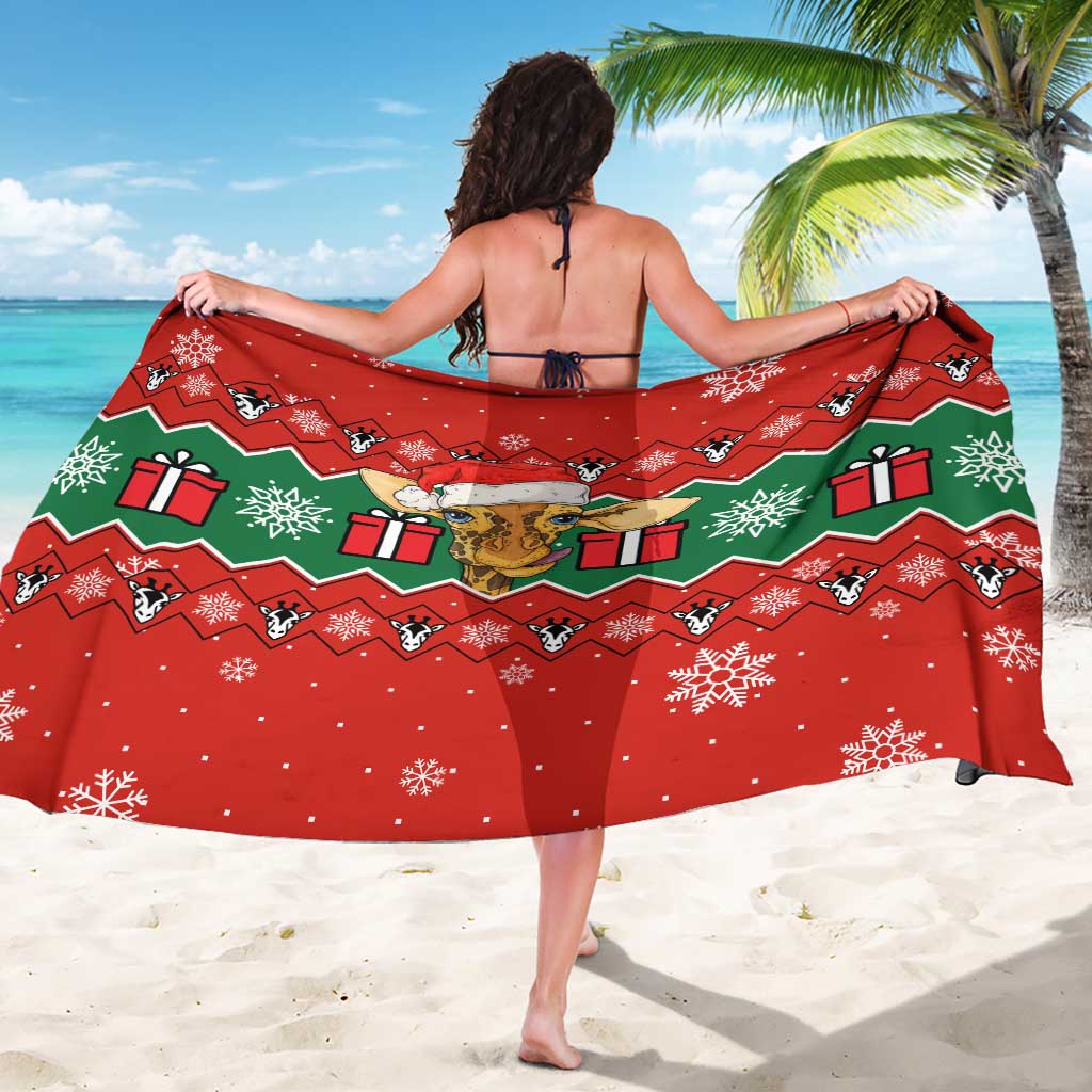 Lovely Giraffe Christmas Sarong Xmas Holiday Patterns - Wonder Print Shop