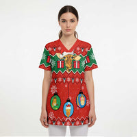 Lovely Giraffe Christmas Scrub Top Xmas Holiday Patterns - Wonder Print Shop