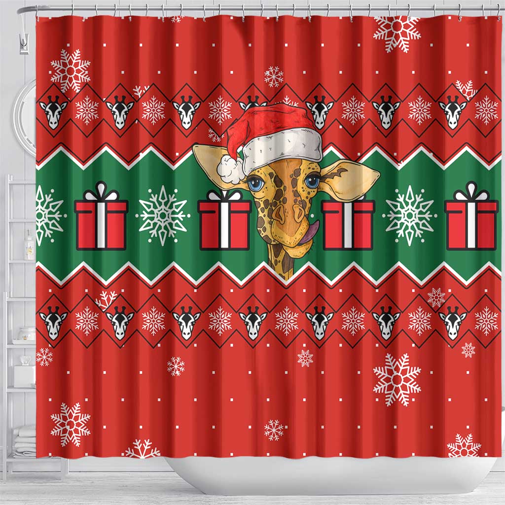 Lovely Giraffe Christmas Shower Curtain Xmas Holiday Patterns - Wonder Print Shop