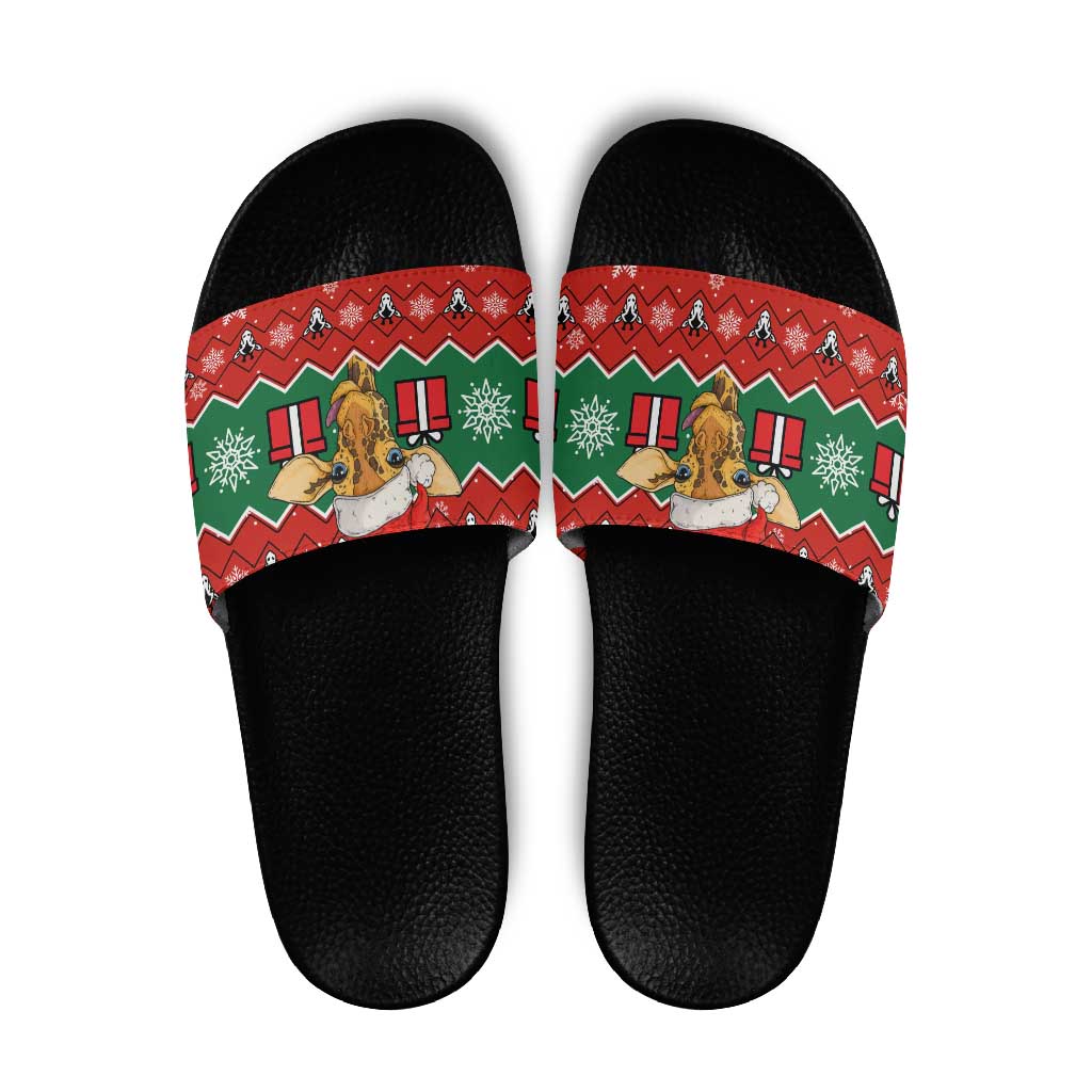 Lovely Giraffe Christmas Slide Sandals Xmas Holiday Patterns - Wonder Print Shop