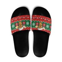 Lovely Giraffe Christmas Slide Sandals Xmas Holiday Patterns - Wonder Print Shop