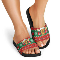 Lovely Giraffe Christmas Slide Sandals Xmas Holiday Patterns - Wonder Print Shop