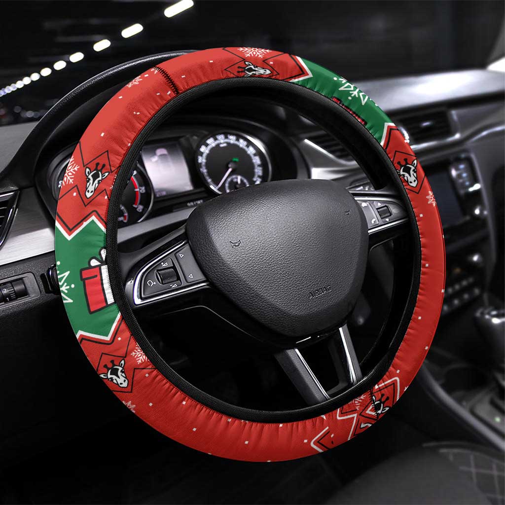 Lovely Giraffe Christmas Steering Wheel Cover Xmas Holiday Patterns - Wonder Print Shop