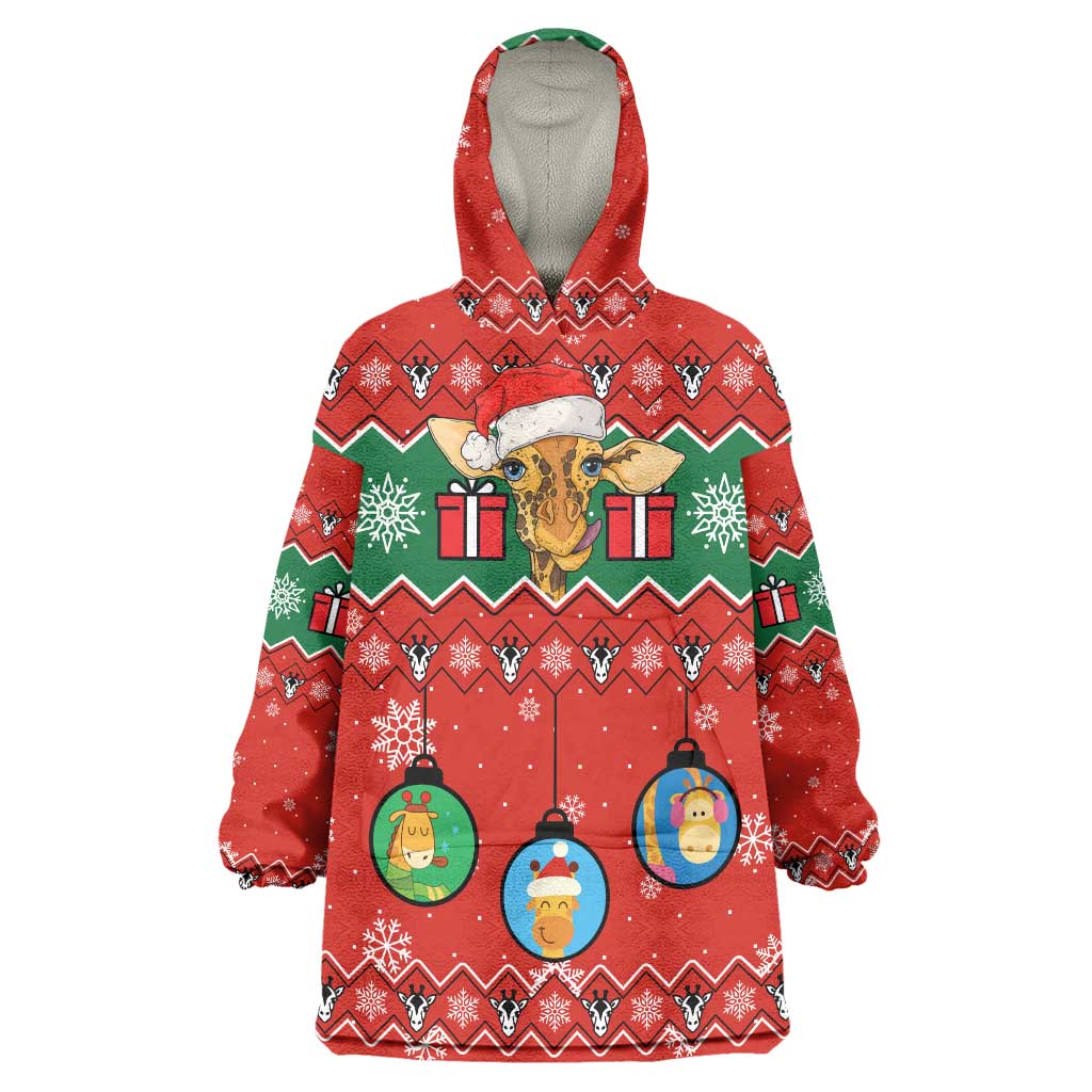 Lovely Giraffe Christmas Wearable Blanket Hoodie Xmas Holiday Patterns - Wonder Print Shop