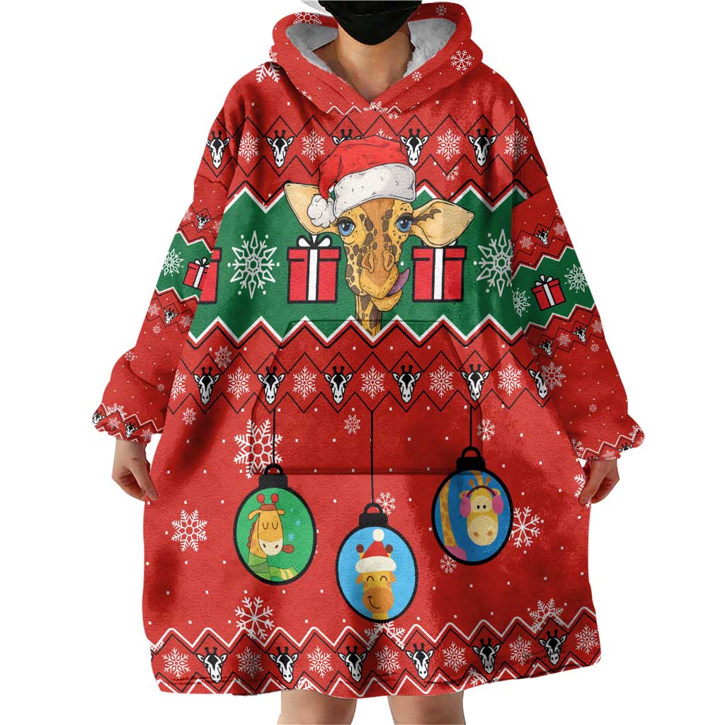 Lovely Giraffe Christmas Wearable Blanket Hoodie Xmas Holiday Patterns - Wonder Print Shop