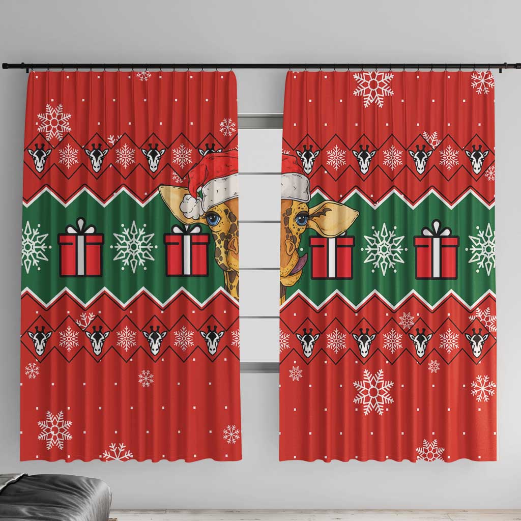 Lovely Giraffe Christmas Window Curtain Xmas Holiday Patterns - Wonder Print Shop