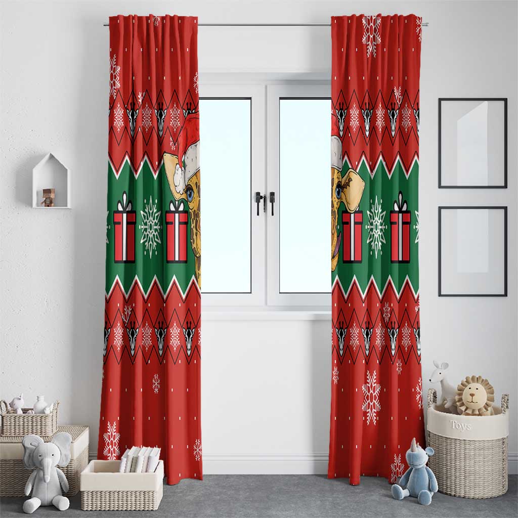 Lovely Giraffe Christmas Window Curtain Xmas Holiday Patterns - Wonder Print Shop