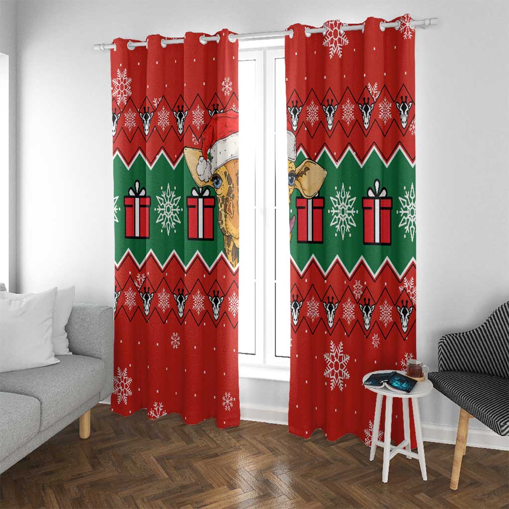 Lovely Giraffe Christmas Window Curtain Xmas Holiday Patterns - Wonder Print Shop