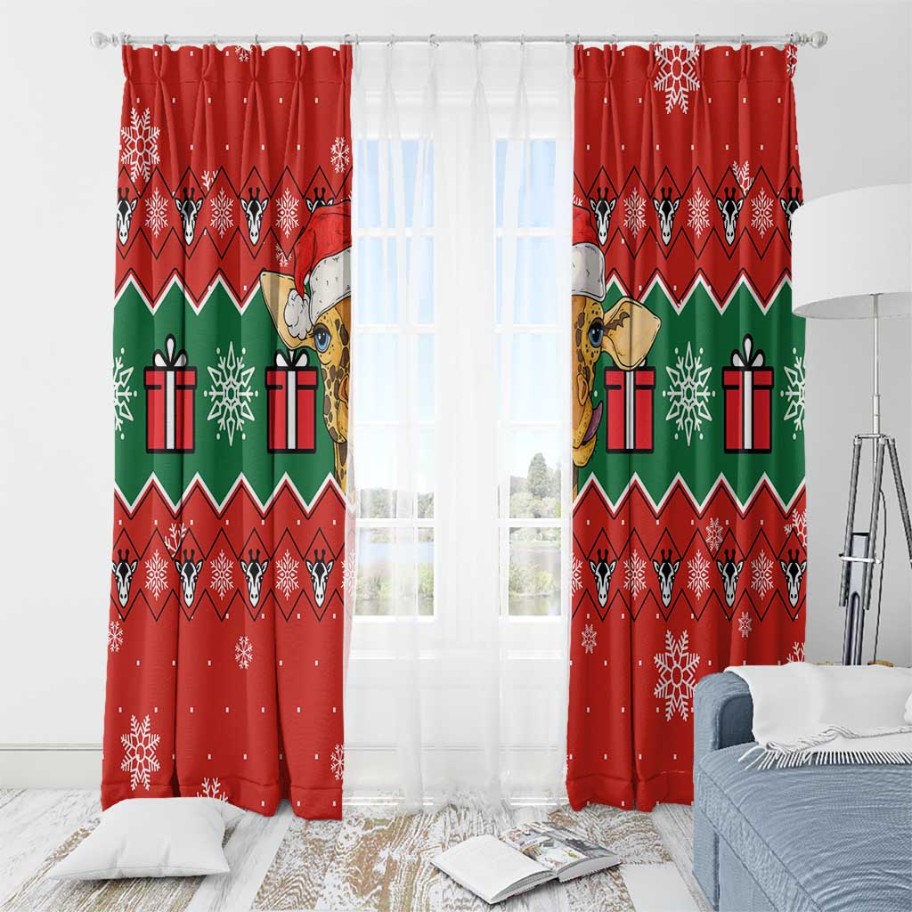 Lovely Giraffe Christmas Window Curtain Xmas Holiday Patterns - Wonder Print Shop
