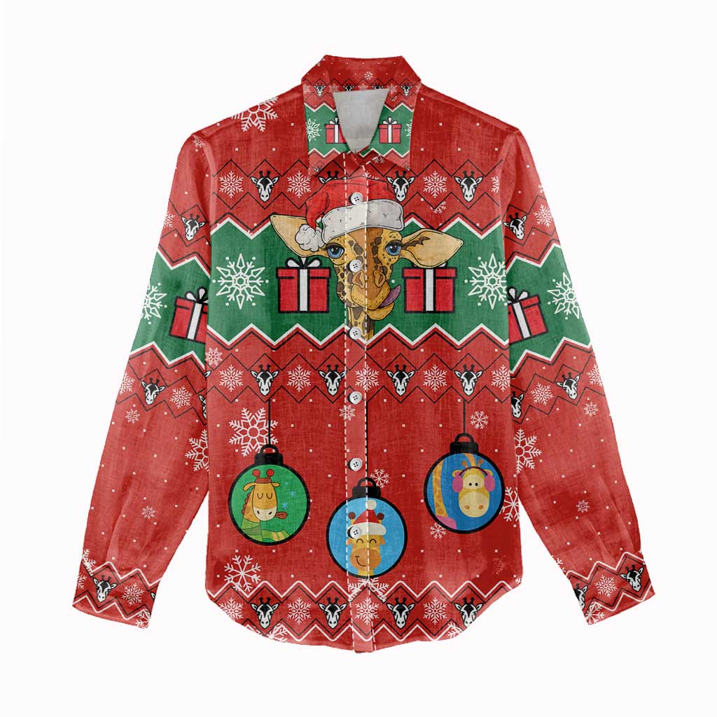 Lovely Giraffe Christmas Women Casual Shirt Xmas Holiday Patterns - Wonder Print Shop