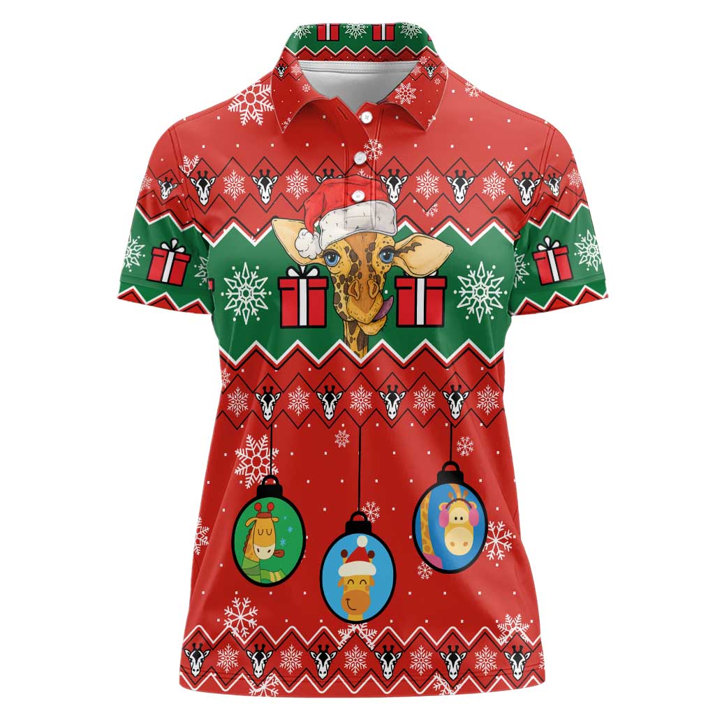 Lovely Giraffe Christmas Women Polo Shirt Xmas Holiday Patterns - Wonder Print Shop