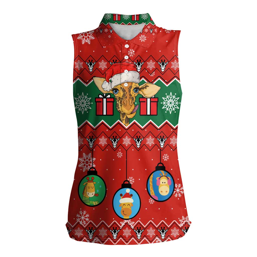 Lovely Giraffe Christmas Women Sleeveless Polo Shirt Xmas Holiday Patterns - Wonder Print Shop