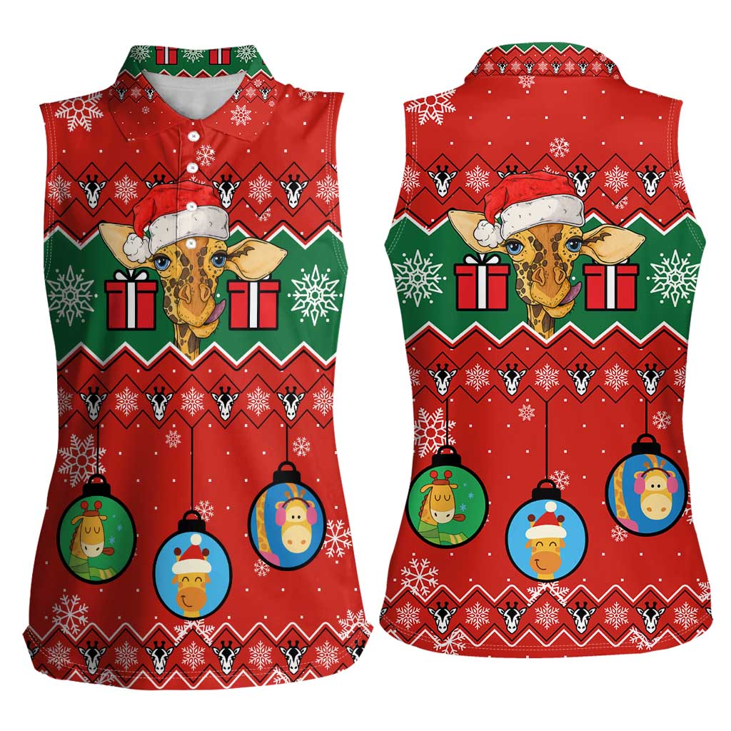 Lovely Giraffe Christmas Women Sleeveless Polo Shirt Xmas Holiday Patterns - Wonder Print Shop
