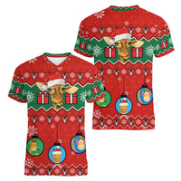 Lovely Giraffe Christmas Women V-Neck T-Shirt Xmas Holiday Patterns - Wonder Print Shop