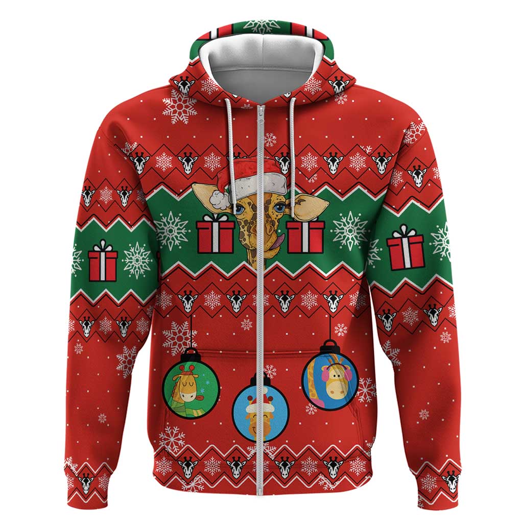 Lovely Giraffe Christmas Zip Hoodie Xmas Holiday Patterns - Wonder Print Shop