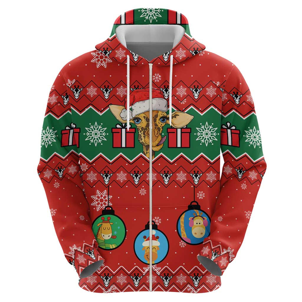 Lovely Giraffe Christmas Zip Hoodie Xmas Holiday Patterns - Wonder Print Shop