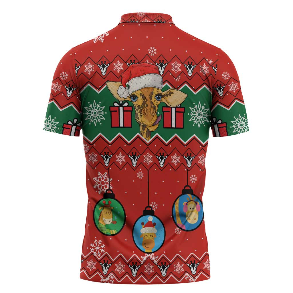 Lovely Giraffe Christmas Zipper Polo Shirt Xmas Holiday Patterns - Wonder Print Shop