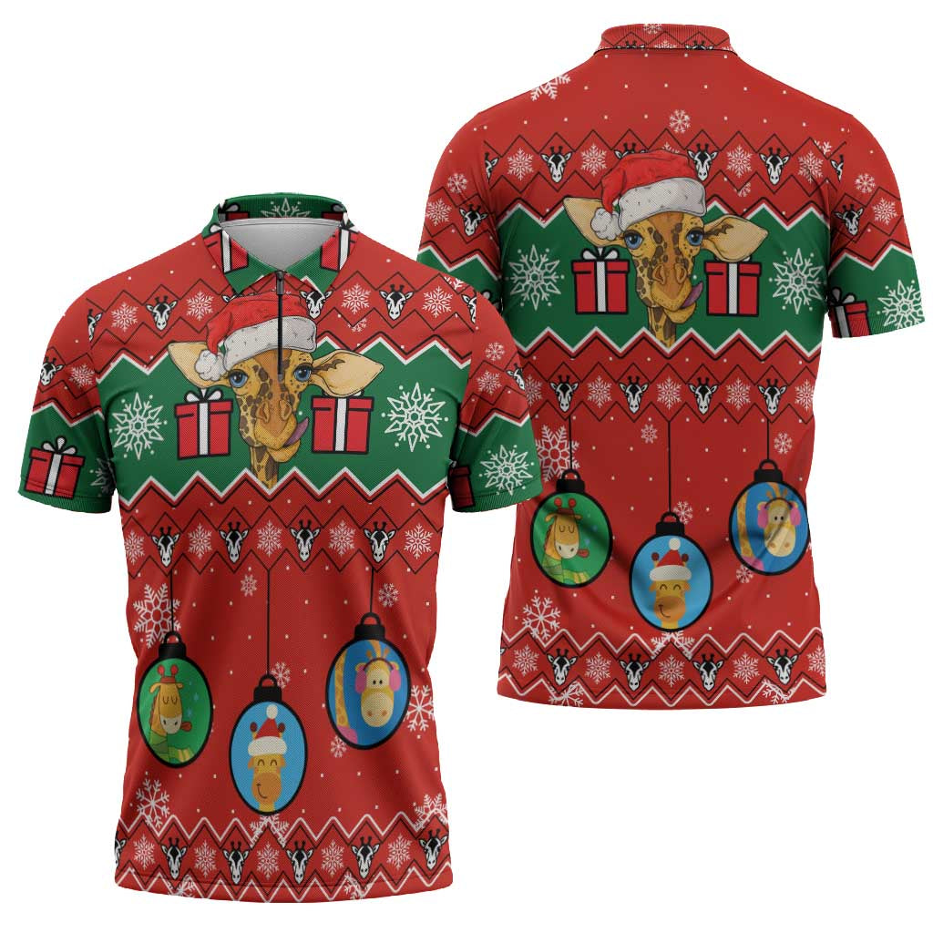 Lovely Giraffe Christmas Zipper Polo Shirt Xmas Holiday Patterns - Wonder Print Shop