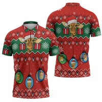 Lovely Giraffe Christmas Zipper Polo Shirt Xmas Holiday Patterns - Wonder Print Shop