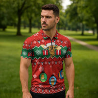 Lovely Giraffe Christmas Zipper Polo Shirt Xmas Holiday Patterns - Wonder Print Shop