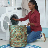 Horus Eye of Ra Laundry Basket Golden Falcon Ancient Egyptian Symbol in Futuristic