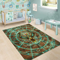 Horus Eye of Ra Area Rug Golden Falcon Ancient Egyptian Symbol in Futuristic
