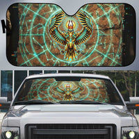 Horus Eye of Ra Auto Sun Shade Golden Falcon Ancient Egyptian Symbol in Futuristic