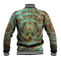 Horus Eye of Ra Baseball Jacket Golden Falcon Ancient Egyptian Symbol in Futuristic