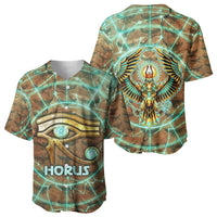 Horus Eye of Ra Baseball Jersey Golden Falcon Ancient Egyptian Symbol in Futuristic