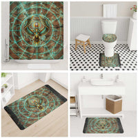 Horus Eye of Ra Bathroom Set Golden Falcon Ancient Egyptian Symbol in Futuristic