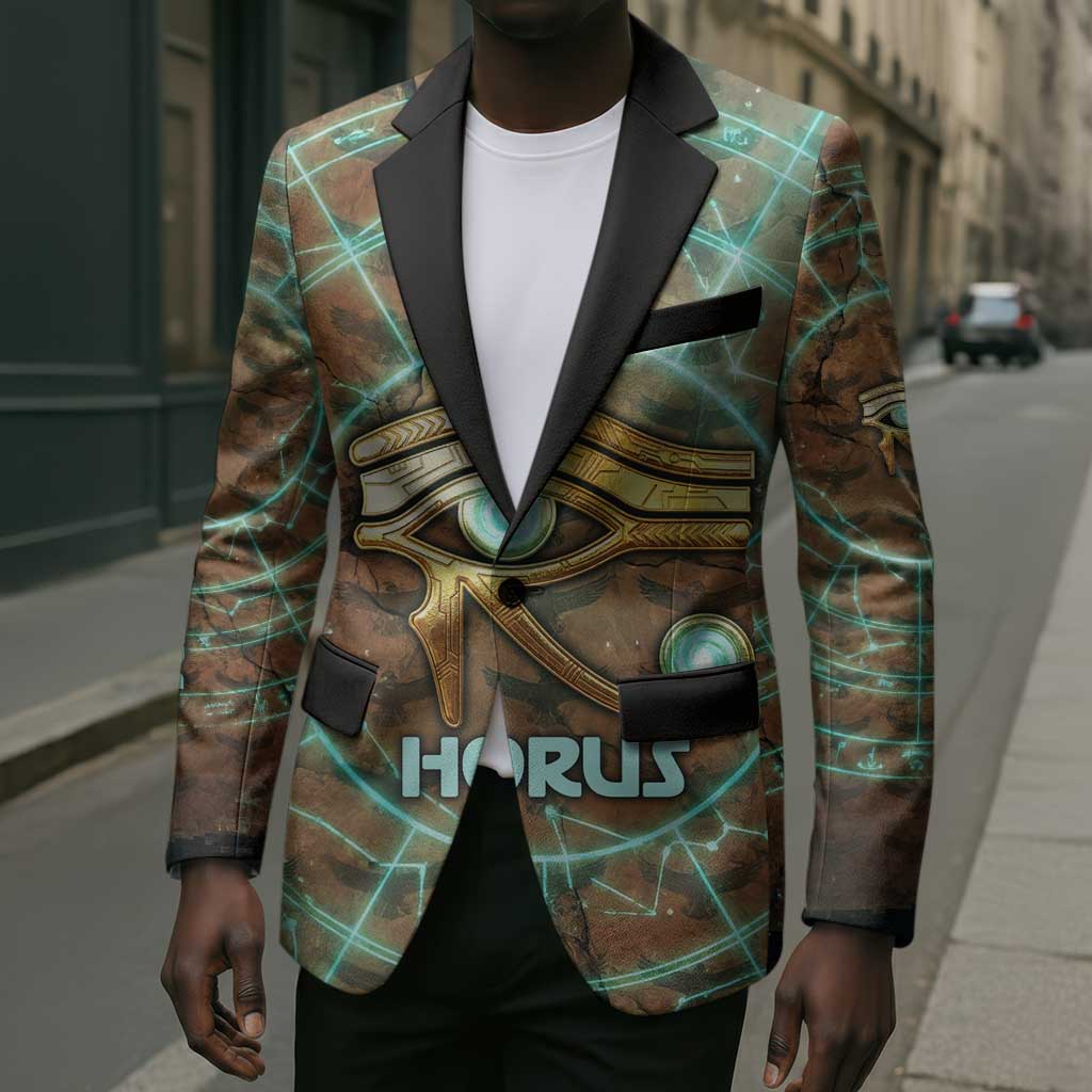 Horus Eye of Ra Blazer Golden Falcon Ancient Egyptian Symbol in Futuristic