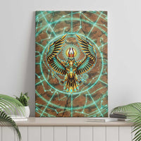 Horus Eye of Ra Canvas Wall Art Golden Falcon Ancient Egyptian Symbol in Futuristic