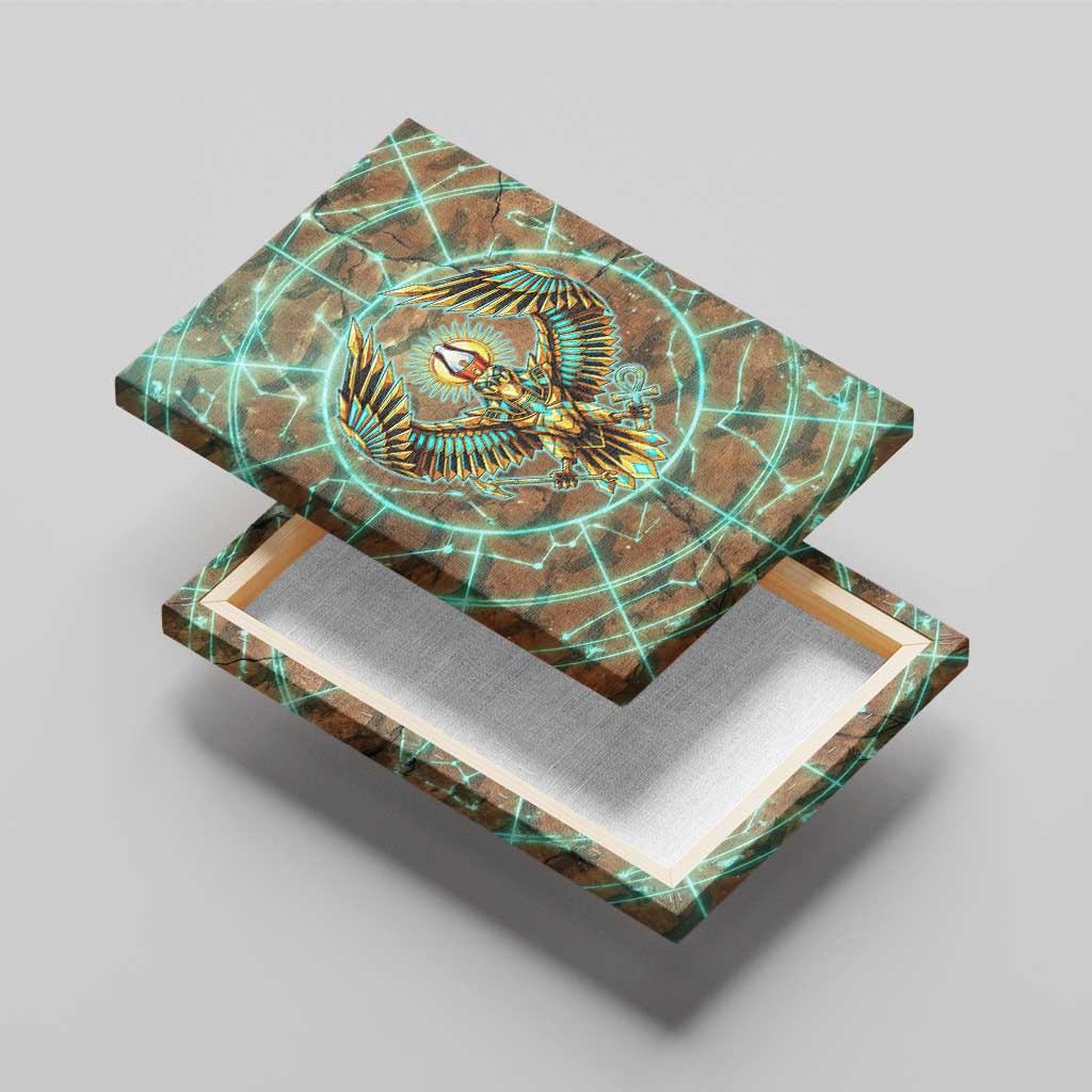 Horus Eye of Ra Canvas Wall Art Golden Falcon Ancient Egyptian Symbol in Futuristic