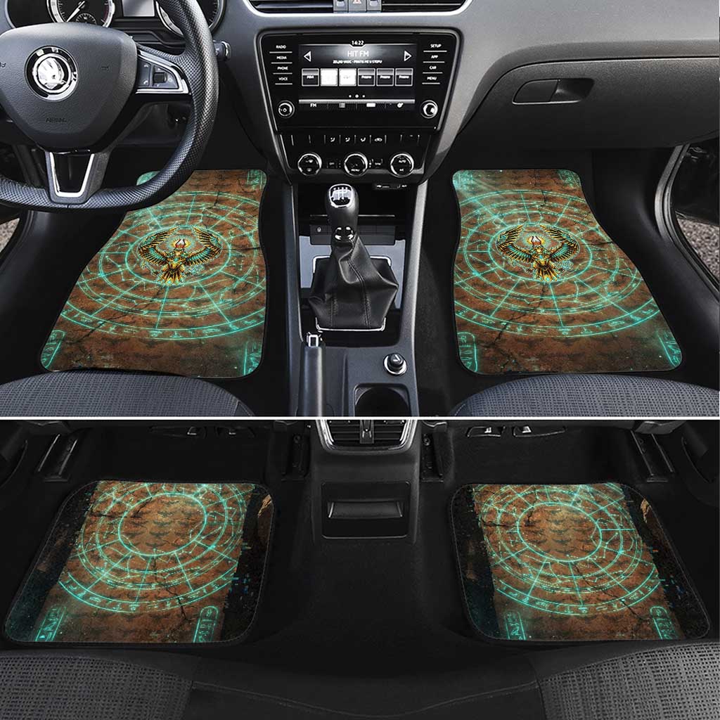 Horus Eye of Ra Car Mats Golden Falcon Ancient Egyptian Symbol in Futuristic