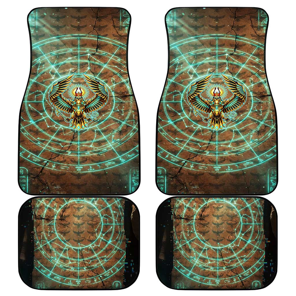 Horus Eye of Ra Car Mats Golden Falcon Ancient Egyptian Symbol in Futuristic
