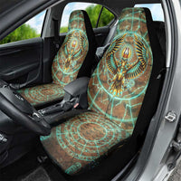 Horus Eye of Ra Car Seat Cover Golden Falcon Ancient Egyptian Symbol in Futuristic