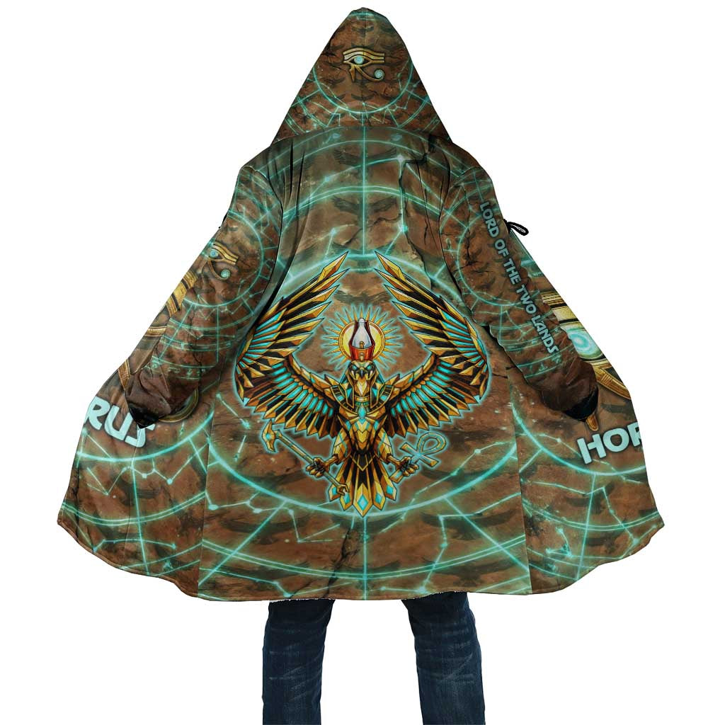 Horus Eye of Ra Cloak Golden Falcon Ancient Egyptian Symbol in Futuristic